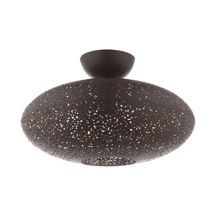 One Light Semi Flush Mount from the Charlton collection in Bronze with Antique Brass Accents finish