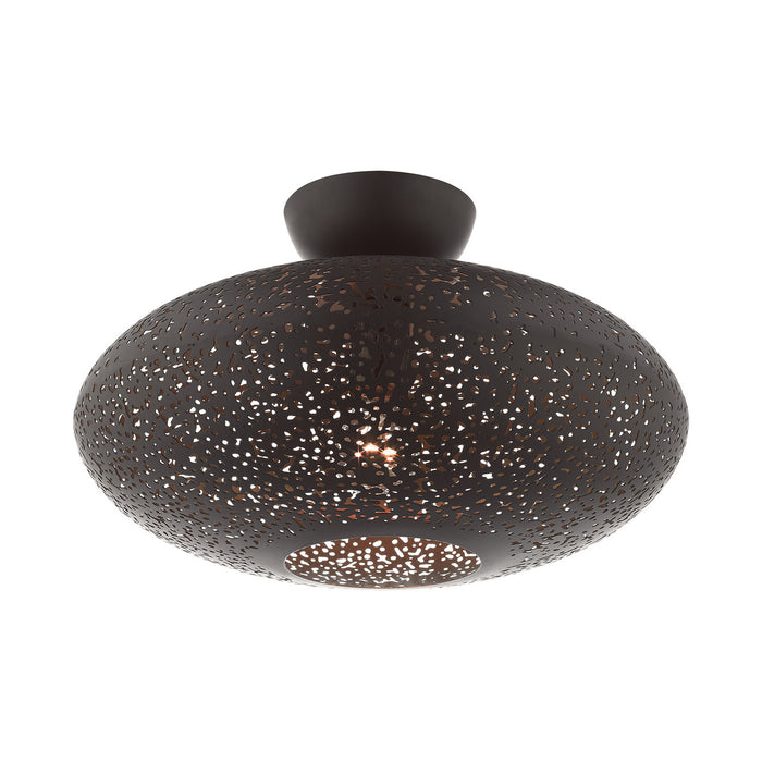 One Light Semi Flush Mount from the Charlton collection in Bronze with Antique Brass Accents finish