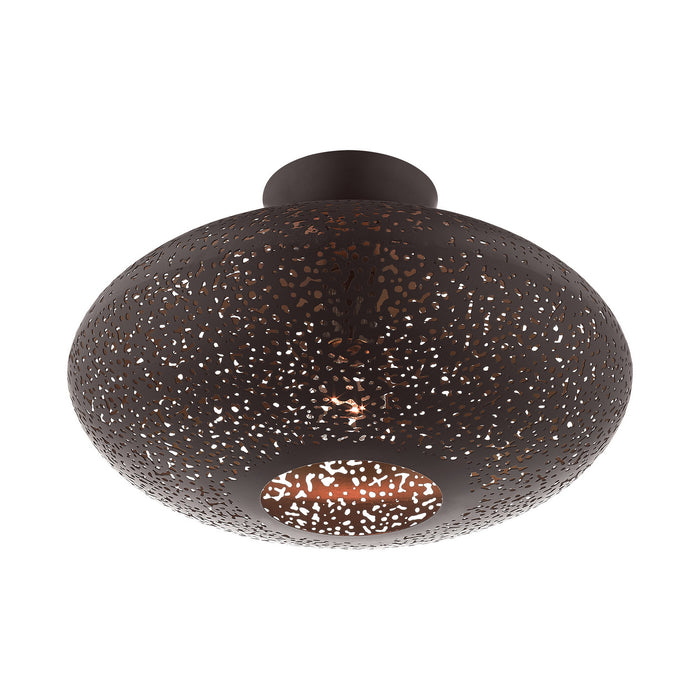 One Light Semi Flush Mount from the Charlton collection in Bronze with Antique Brass Accents finish