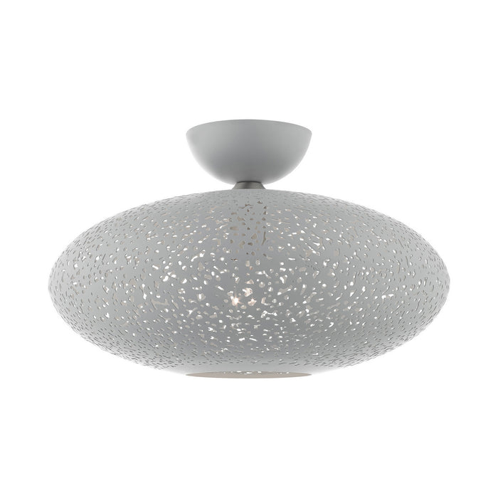 One Light Semi Flush Mount from the Charlton collection in Nordic Gray with Brushed Nickel Accents finish