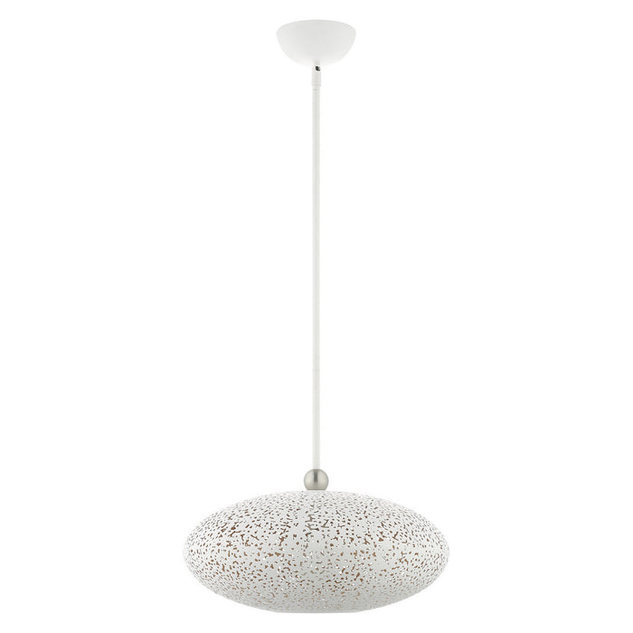 One Light Pendant from the Charlton collection in White with Brushed Nickel Accents finish