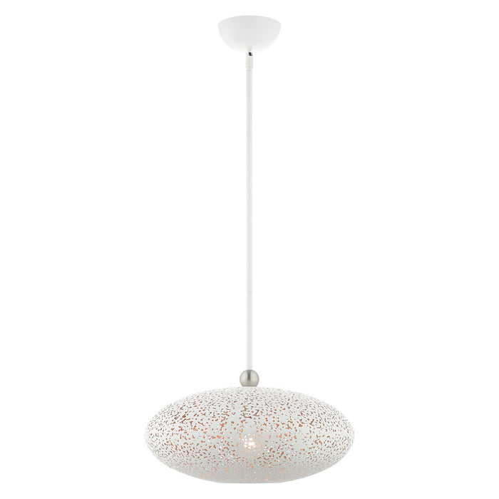 One Light Pendant from the Charlton collection in White with Brushed Nickel Accents finish