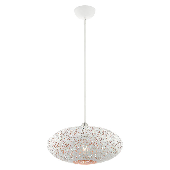 One Light Pendant from the Charlton collection in White with Brushed Nickel Accents finish