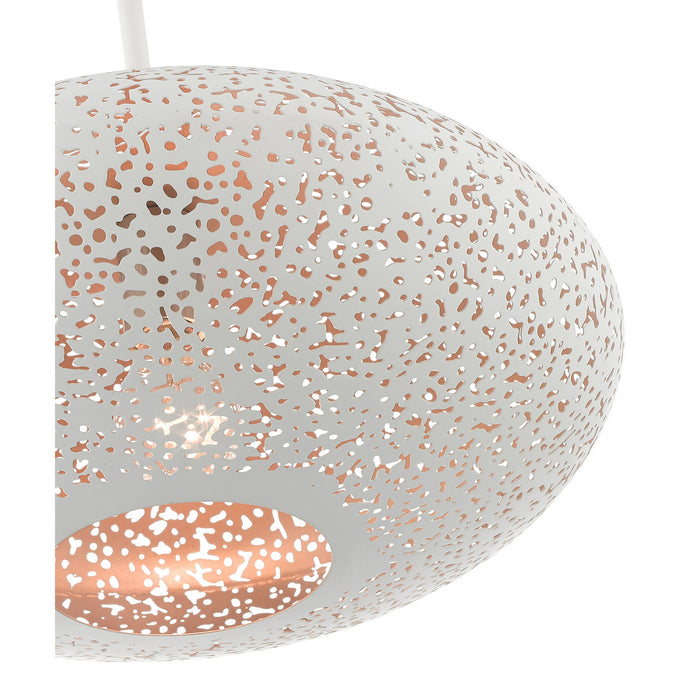 One Light Pendant from the Charlton collection in White with Brushed Nickel Accents finish