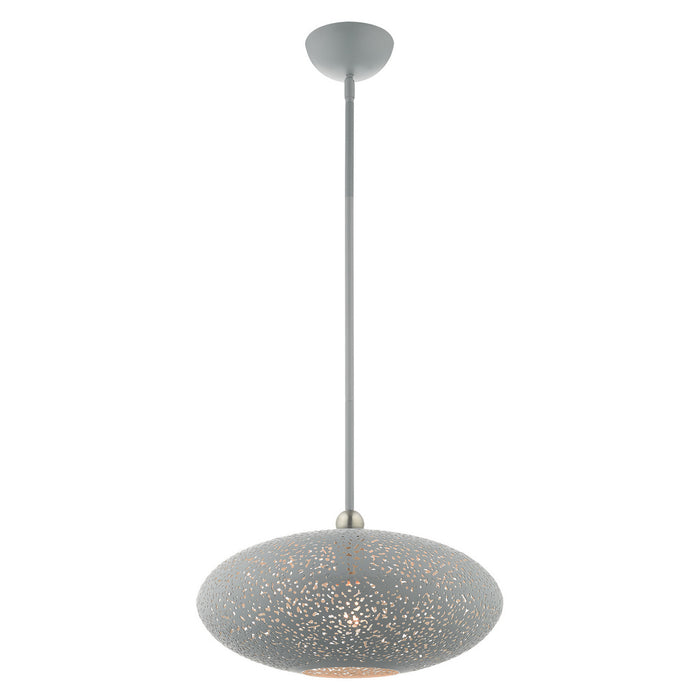 One Light Pendant from the Charlton collection in Nordic Gray with Brushed Nickel Accents finish