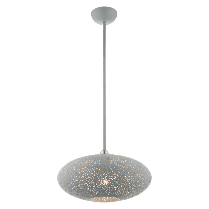 One Light Pendant from the Charlton collection in Nordic Gray with Brushed Nickel Accents finish