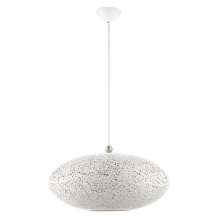 Three Light Pendant from the Charlton collection in White with Brushed Nickel Accents finish