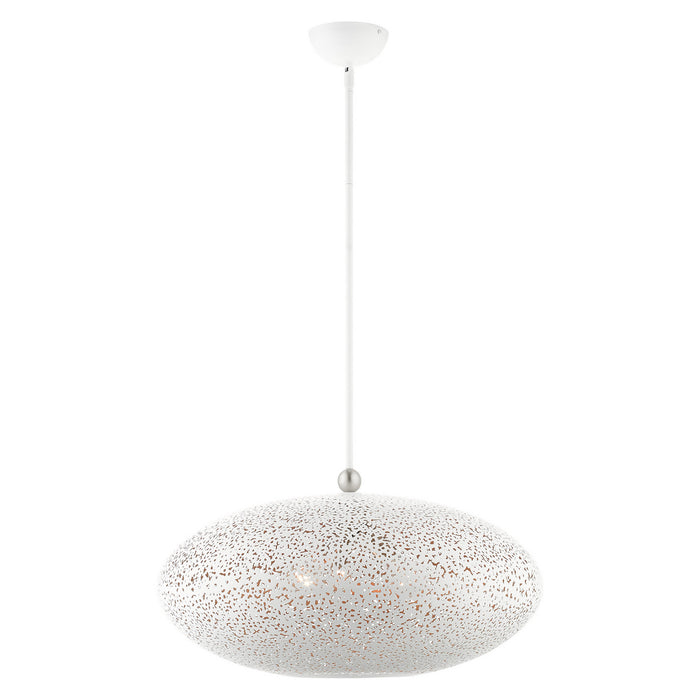 Three Light Pendant from the Charlton collection in White with Brushed Nickel Accents finish