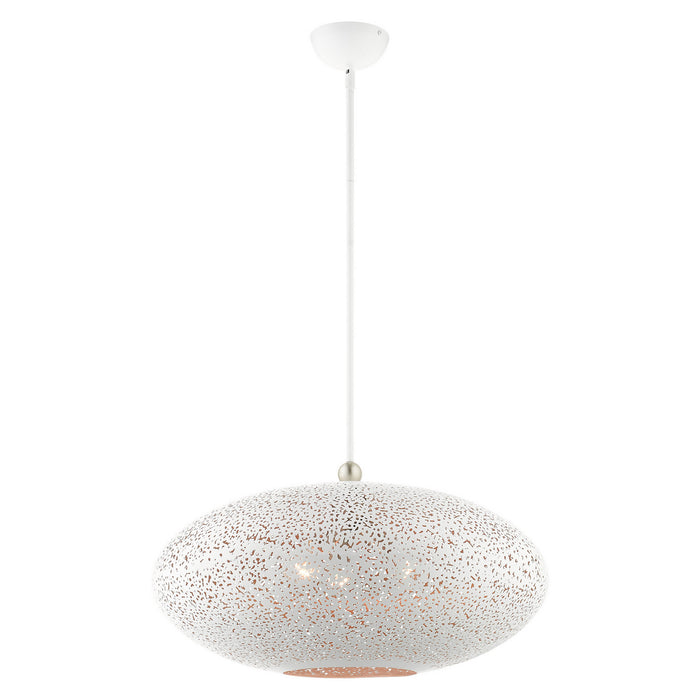 Three Light Pendant from the Charlton collection in White with Brushed Nickel Accents finish