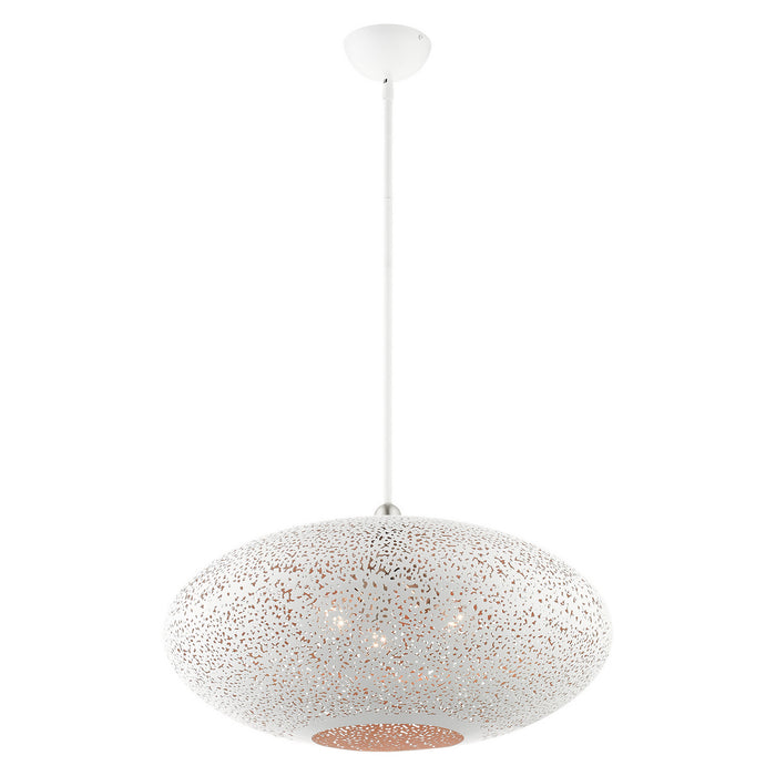 Three Light Pendant from the Charlton collection in White with Brushed Nickel Accents finish