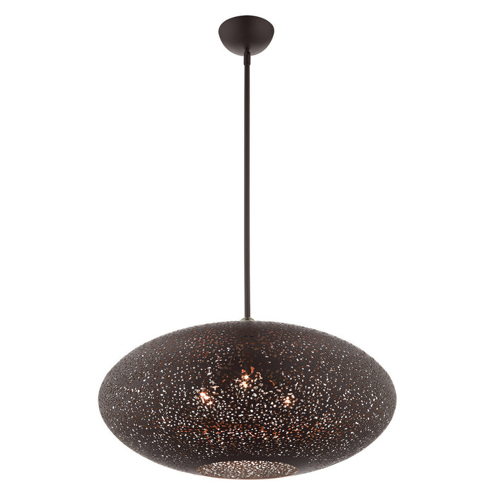 Three Light Pendant from the Charlton collection in Bronze with Antique Brass Accents finish