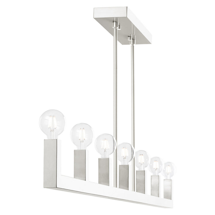 Seven Light Linear Chandelier from the Solna collection in Brushed Nickel finish