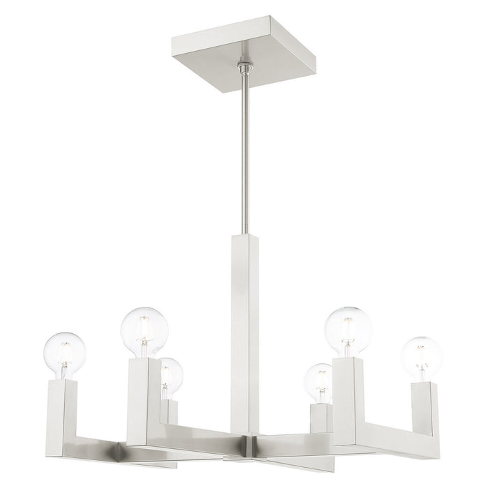 Six Light Chandelier from the Solna collection in Brushed Nickel finish