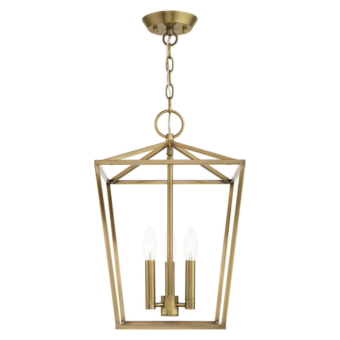 Three Light Convertible Semi Flush/Lantern from the Devonshire collection in Antique Brass finish