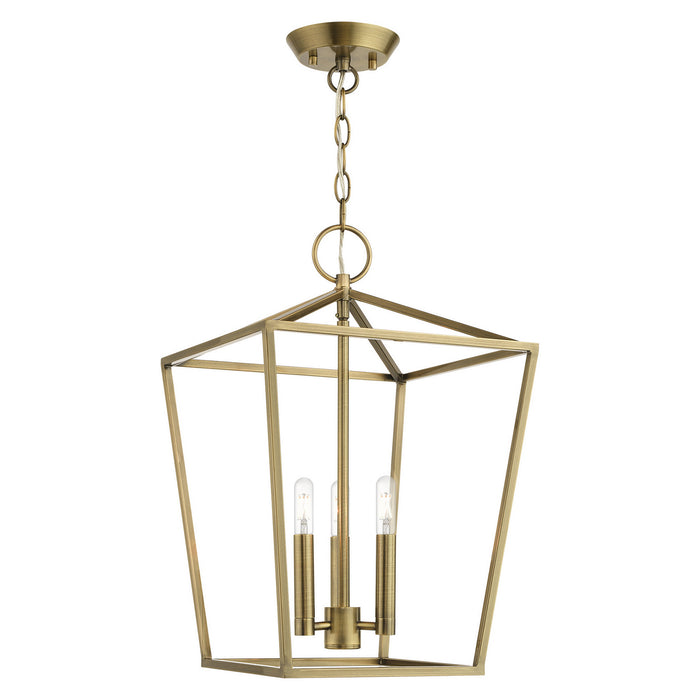 Three Light Convertible Semi Flush/Lantern from the Devonshire collection in Antique Brass finish