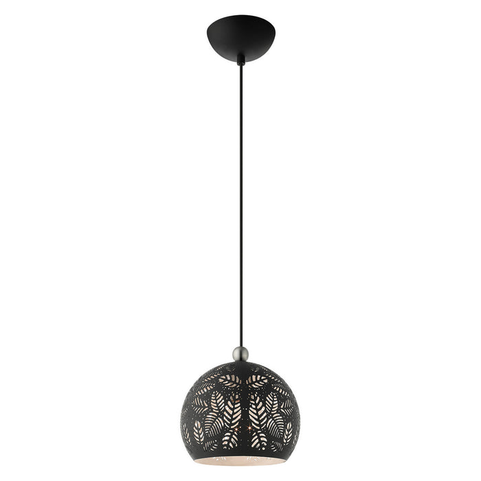 One Light Pendant from the Chantily collection in Black with Brushed Nickel Accents finish