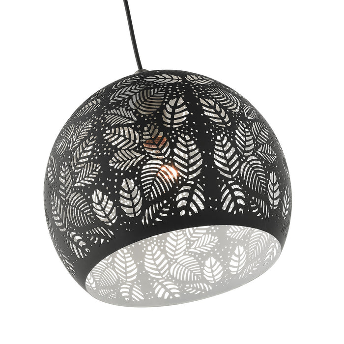 One Light Pendant from the Chantily collection in Black with Brushed Nickel Accents finish