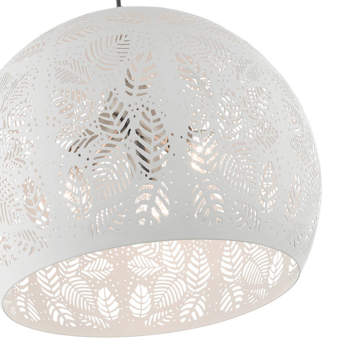 Three Light Pendant from the Chantily collection in White with Brushed Nickel Accents finish