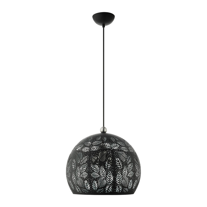 Three Light Pendant from the Chantily collection in Black with Brushed Nickel Accents finish