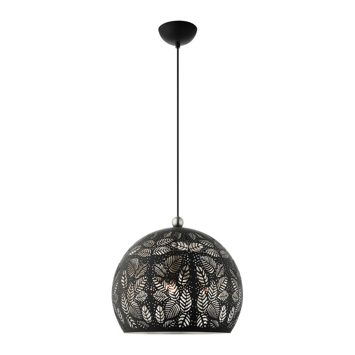 Three Light Pendant from the Chantily collection in Black with Brushed Nickel Accents finish