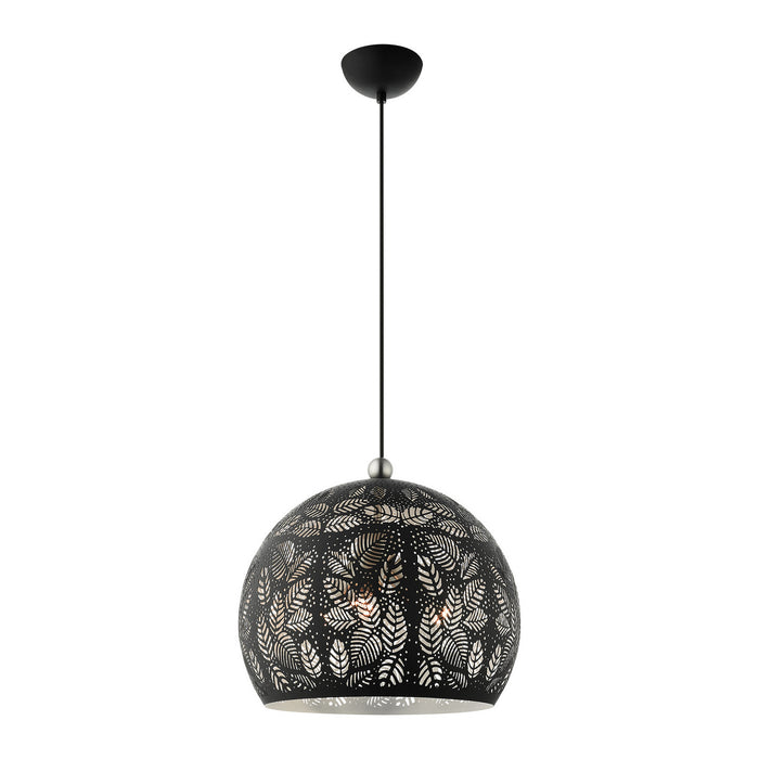 Three Light Pendant from the Chantily collection in Black with Brushed Nickel Accents finish
