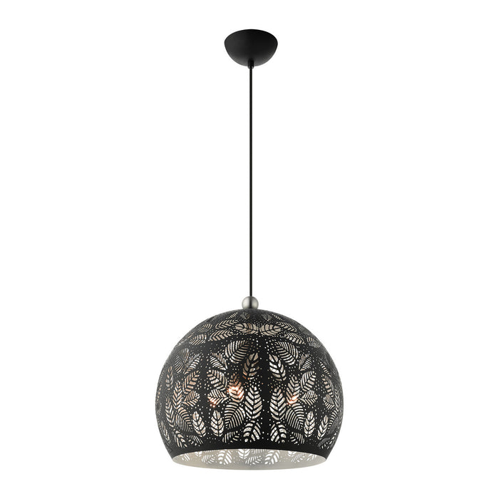 Three Light Pendant from the Chantily collection in Black with Brushed Nickel Accents finish