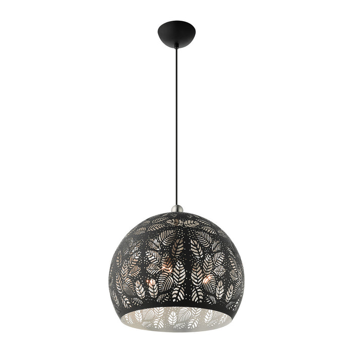 Three Light Pendant from the Chantily collection in Black with Brushed Nickel Accents finish