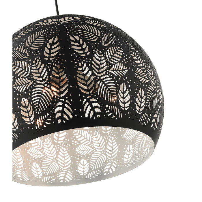 Three Light Pendant from the Chantily collection in Black with Brushed Nickel Accents finish