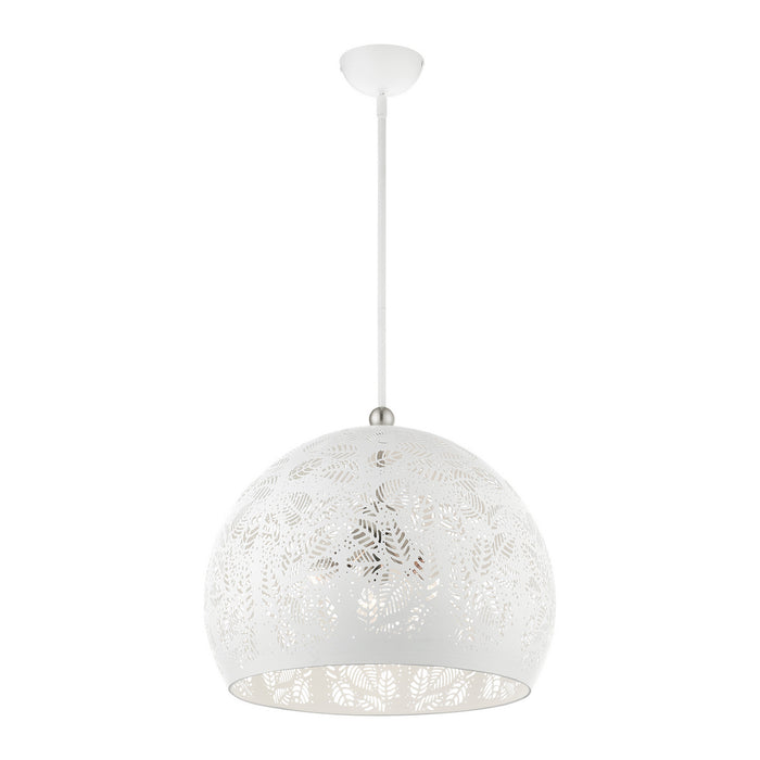 Three Light Pendant from the Chantily collection in White with Brushed Nickel Accents finish