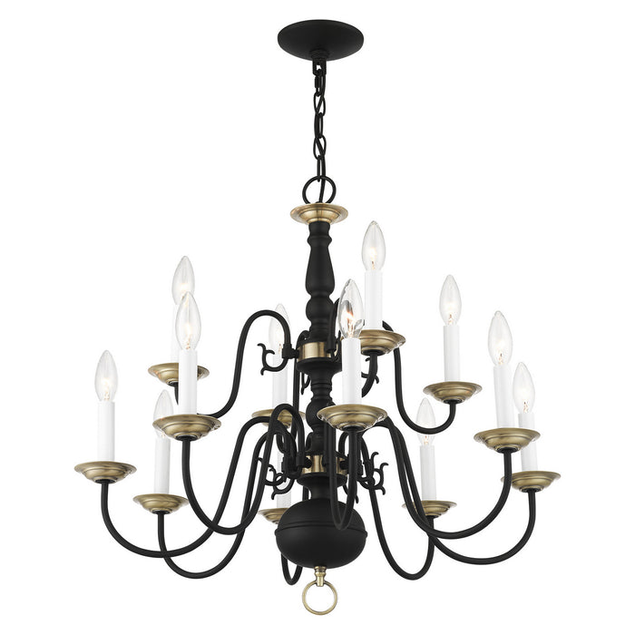 12 Light Chandelier from the Williamsburg collection in Black finish