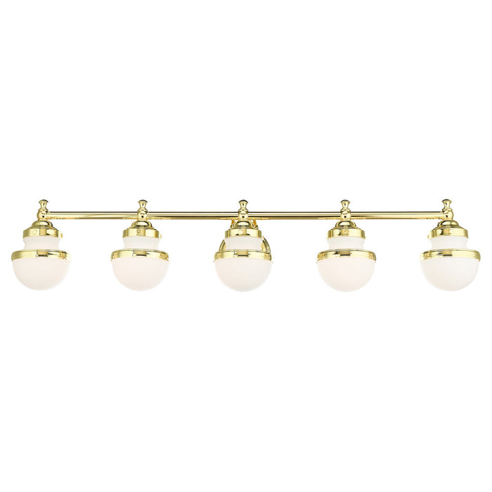 Five Light Vanity from the Oldwick collection in Polished Brass finish