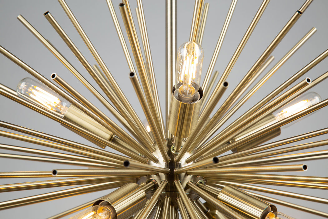 Eight Light Chandelier from the Sunburst collection in Satin Brass finish