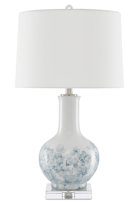 One Light Table Lamp in White/Blue/Clear/Polished Nickel finish