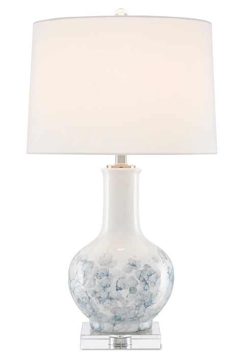 One Light Table Lamp in White/Blue/Clear/Polished Nickel finish