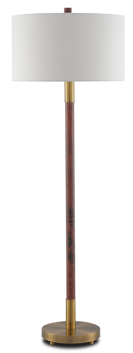 One Light Floor Lamp in Mahogany/Antique Brass finish