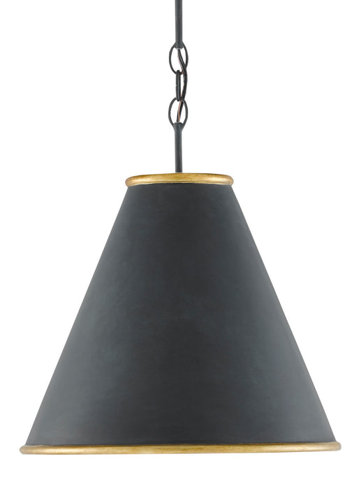 One Light Pendant in Antique Black/Contemporary Gold Leaf/Painted Gold finish