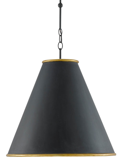 One Light Pendant in Antique Black/Contemporary Gold Leaf/Painted Gold finish