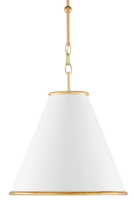 One Light Pendant in Painted Gesso White/Contemporary Gold Leaf/Painted Gold finish