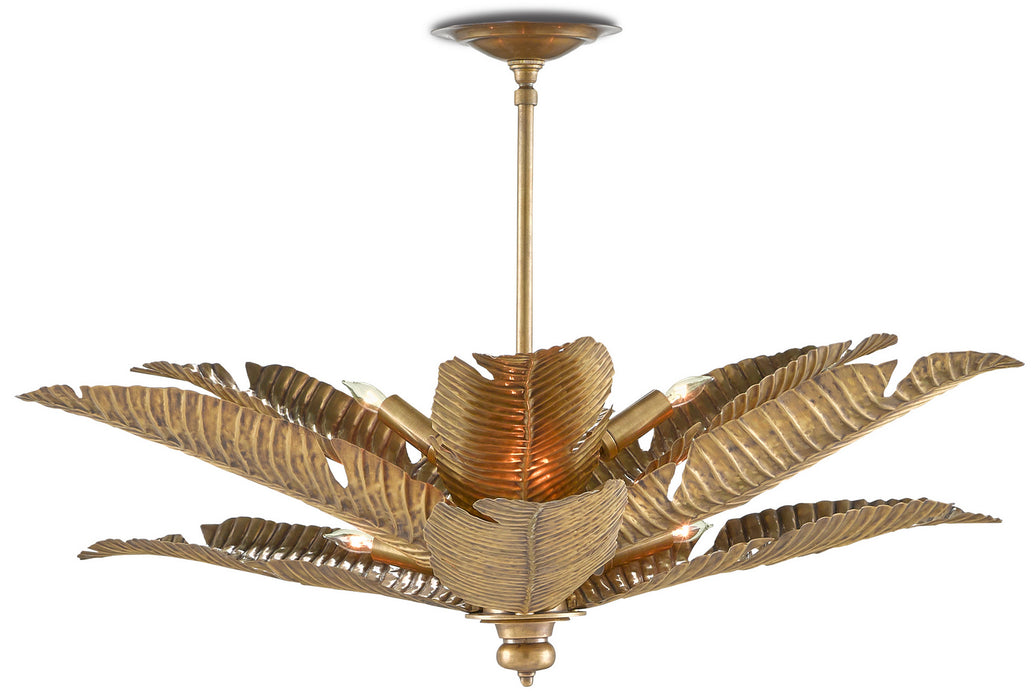 Six Light Semi-Flush Mount in Vintage Brass finish