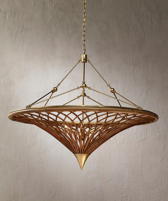 Four Light Chandelier in Natural/Contemporary Gold Leaf finish
