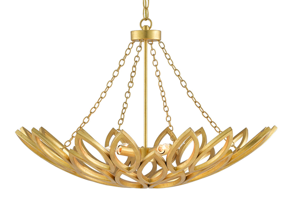 Four Light Chandelier in Contemporary Gold Leaf finish