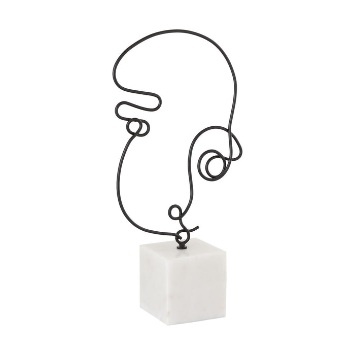 Decorative Accessory from the Line Drawing collection in Matte Black, Natural White Marble, Natural White Marble finish