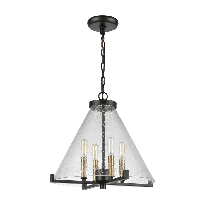Four Light Pendant from the The Holding collection in Matte Black, Satin Brass, Satin Brass finish