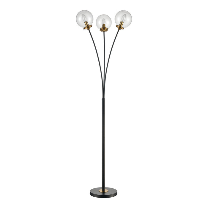 LED Floor Lamp from the Boudreaux collection in Burnished Brass, Matte Black, Clear, Matte Black, Clear finish