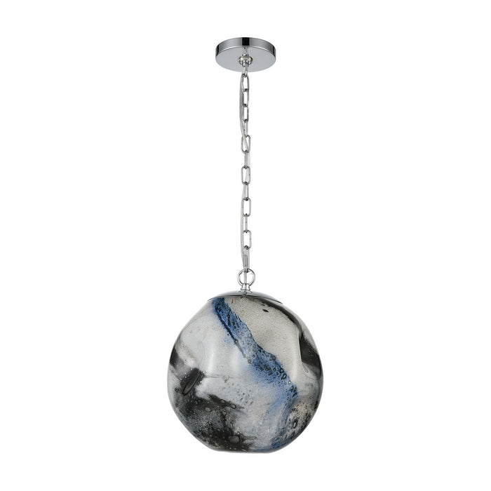 One Light Pendant from the Blue Planetary collection in Blue Planet, Chrome, Chrome finish
