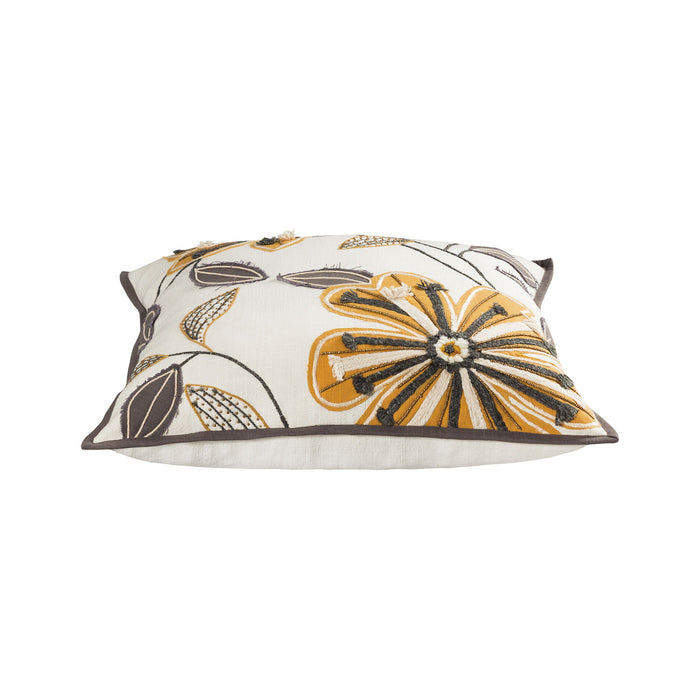 Pillow from the Aster collection in Earthy Mustard, Grey, Off-White, Grey, Off-White finish