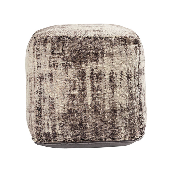 Pouf from the Asher collection in Grey Chenille finish