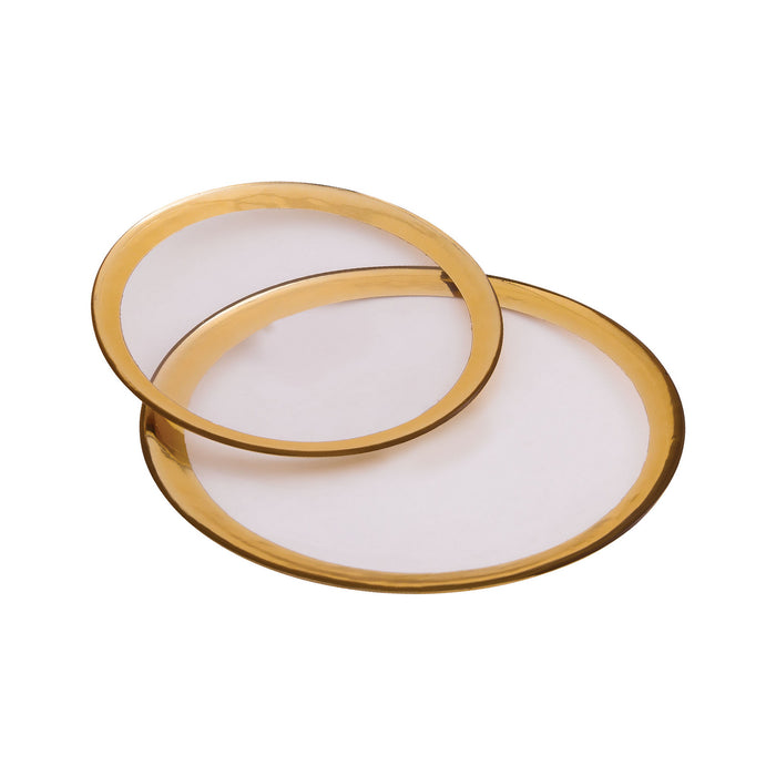 Plate in Food-Safe, Clear Glass, Gold Foil, Clear Glass, Gold Foil finish