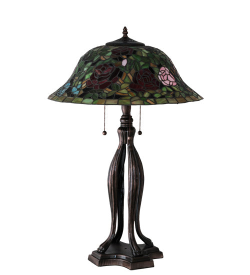 Three Light Table Lamp from the Tiffany Rosebush collection in Mahogany Bronze finish