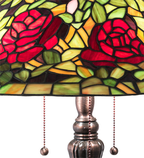 Three Light Table Lamp from the Tiffany Rosebush collection in Mahogany Bronze finish